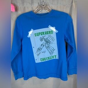 Gymboree “Superhero Checklist” Graphic Long Sleeve Crewneck T- Size 8
